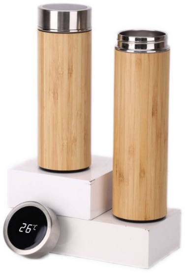 Smart Bamboo Bottle with Temperature LED
